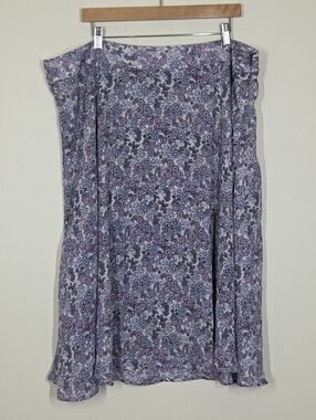 Vtg Y2K Purple Lavender Ditsy Floral Midi Skirt Fairy Cottagecore Dainty 20W